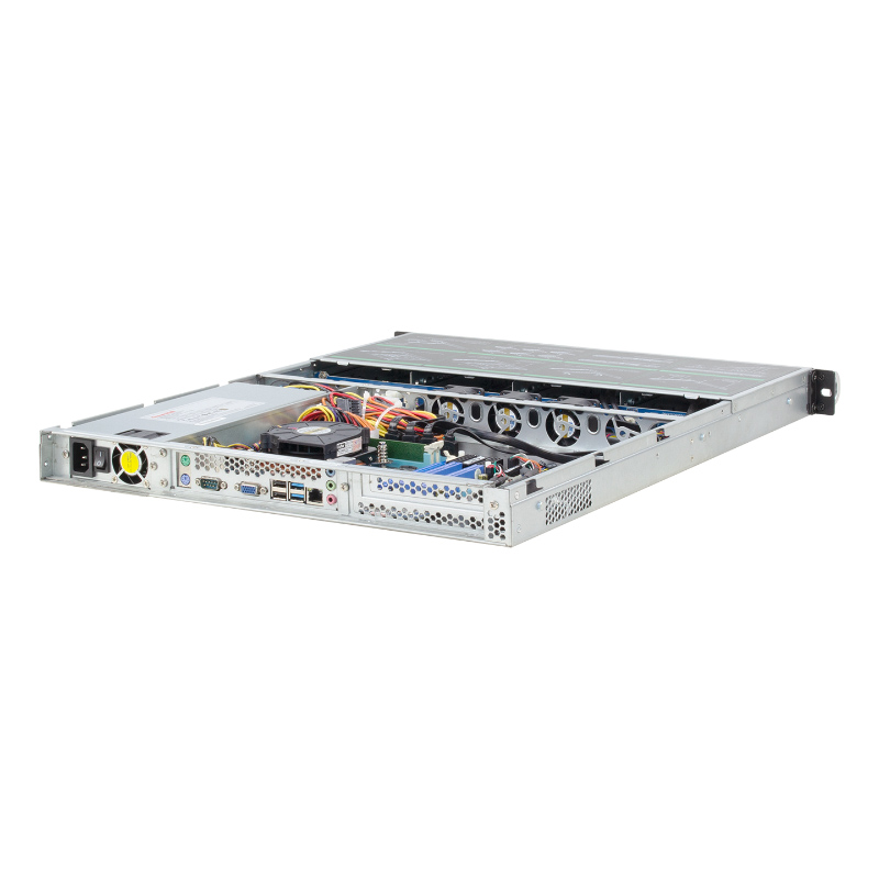 Chasis metálico para servidor de 1U con 4 bahías, apto para montaje en rack Chasis metálico para servidor de 1U con 4 bahías, apto para montaje en rack