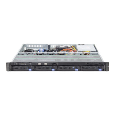 Chasis metálico para servidor de 1U con 4 bahías, apto para montaje en rack Chasis metálico para servidor de 1U con 4 bahías, apto para montaje en rack